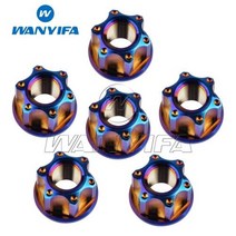 Wanyifa 티타늄 너트 M6M8M10M12M14M16 Torx 플랜지 육각 너트 오토바이 리어 액슬 6pcs, M10 1.25Pitch+Burnt blue