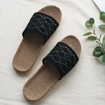 S2하우스 루이스린넨 여름 거실화 실내슬리퍼 거실실내화, 블랙, 1개