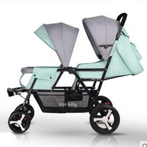 쌍둥이유모차 쌍둥이트라이크 쌍둥이 유모차 2인용트라이크트윈 베이비 유모차는 가볍고 접을 수 있고 앉아, 01 짙은 녹색