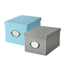 이케아 리빙 KVARNVIK 크바른비크 정리수납박스+뚜껑 중형 25x35x20cm 종이리빙박스, 블루