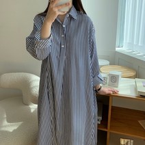 매일리룩 55~99 빅사이즈 스트라이프 셔츠 카라 롱 원피스