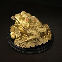 Dehan 해외직구 위드러브구리 장식품 럭키 두꺼비 가게 세 금 풍수 거실 선물을 장식 공예품 (10X11X7.5cm 단상 미포함)