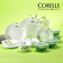 [ corelle ] 코렐 그린브리즈 플래티늄 원형 16p 공기 대접 접시 글라스락 밀폐용기 세트