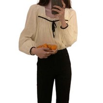 퀸하우스 리본배색 데일리 블라우스