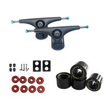 Monland STRIKATE 70x51mm 휠 키트가있는 스케이트 보드 트럭 7 인치 브리지 랜드 서핑 브래킷 롱, 검은 색