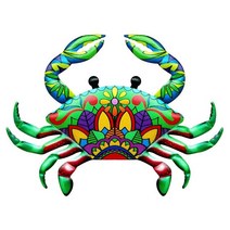 금속 게 벽 예술 장식 정원 공예 철 작품 동상 조각 홈 실내 야외, [02] green, 02 green