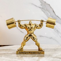 황동 보디빌더 조각상 헬스장 사무실 개업선물 금장, 레진 블랙 페이스 난이도 헤라클레스 장식