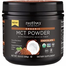 아카시아 섬유가 첨가된 뉴티바 오가닉 MCT 파우더 초콜릿 27인분