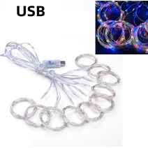 태양열 USB Led 커튼 라이트 갈런드 스트링 크리스마스 패어리 3M 야외 IP65 실내 조명 마당 정원 파티 웨딩 데코, USB Colorful, 3MX3M 300 LED, 06 USB Colorful