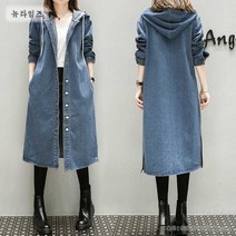 여성 후드 데님 트렌치코트 XL~5XL