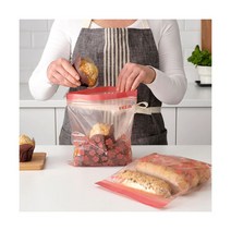 이케아 ISTAD 이스타드 지퍼백 2.5L 25매 중형 M 위생봉투 꽃 레드, 패턴 604.881.73 2팩