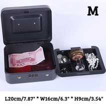 미니 금고 금속 안전 상자 주최자 휴대용 등록기 돈 서랍 키 암호 귀여운 돼지 저금통 보석 귀중품, 23 m black