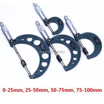 외부 나선형 마이크로 미터 0-25mm/ 25-50mm/ 75-100mm 100-0.01mm 정확도 mm 게이지 버니어 캘리퍼스 측정, 07 150-175mm