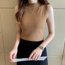 입미 반폴라 민소매 니트 여성 나시
