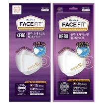 [끈조절기능] 2박스 블루나마스크 블루나페이스핏 KF80 대형 화이트 60매