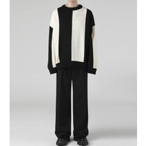 AVANDRESS 버티컬 배색 니트 - 블랙