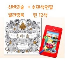 컬러링북세트 드로잉북 수채색연필 12색 신비의숲, 1개