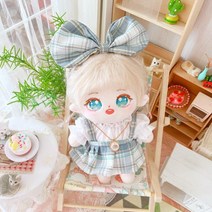 면 목화솜 인형 20cm 무속성 아이돌 인형 옷 모음, 20cm 스켈레톤, 미카 롱헤어 케신 + 블루 상큼한 게게 슈트