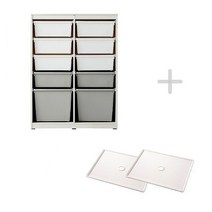 한샘 샘키즈 수납장 870 모던 + 뚜껑2개, (몸통)크림화이트/(박스)그레이네이비+뚜껑2p(E)