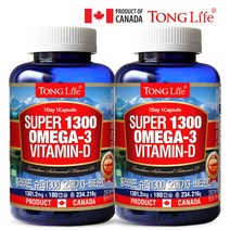 통라이프- 슈퍼 오메가3-1300+비타민D 6개월분-2병, 2병