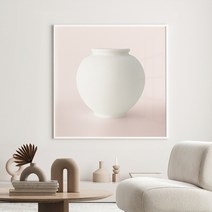 돈들어오는 달항아리 그림 풍수 액자 핑크, 중형(60x60cm), 화이트