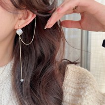 우아한 진주 롱 드롭 골드 귓바퀴 이어커프 귀걸이 세트 예쁜 여성 이어링 귀찌 패션 고급 은침 러블리