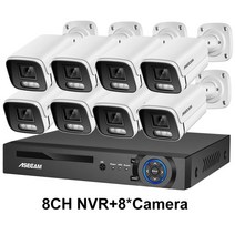 CCTV 보안 카메라 4K 8MP 시스템 H.265 POE NVR 키트 야외 방수 오디오 비디오 기록 세트, 04 8CH NVR and 8 Camera_01 없음