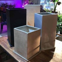 플라스틱 긴사각 식물 키큰화분 24x52cm 담장 식덕, 브라운(골드그레이)