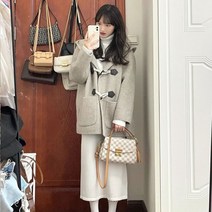 하프 더플코트 떡볶이 루즈핏 단추 소뿔 캐주얼