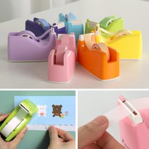 잘잘리오 어린이 테이프 커터기 디스펜서 레인보우 미니 자동 안전 커터기 안전한 커터기, 잘잘리오 어린이 테이프커터기_핑크