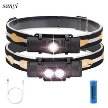 xm-l2 led 헤드 라이트 미니 화이트 토치 usb 충전기 18650 배터리 램프 캠핑 사냥 손전등, 1xL2 LED