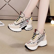 꽃소담 여성 체크 3cm+5cm 키높이 운동화 QQA2455