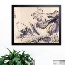 나봄갤러리 현재 심사정 - 하저해합도 연꽃과 게 한국화 게그림 연꽃그림 해도, 1.심플 블랙 액자
