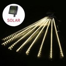 태양광 LED 유성우 라이트 휴일 스트링 방수 야외 Led 레인 거리 패어리 가든 크리스마스 장식, Solar - Warm white_30cm 8 Tube
