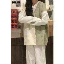 오리지널 캐시미어 박시 스웨터 여 가을 빈티지 브이넥 나른 힙합 루즈핏 니트 카디건 상의