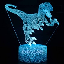 공룡 무드등 크리스마스 장식 3D 착시 야간 조명, 터치 스위치, 컬러 모델(티라노사우루스 렉스 MY-24)크랙