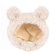 강아지 처키 옷 짐볼 공 루돌프 ew-귀여운 강아지 의상 따뜻한 곰 모자 머리띠 겨울 편안한 조절 가능한, 01 WHITE_02 M