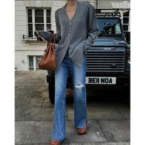 워크샵 캐시 메리노울 브이넥 가디건 free 당일/블루