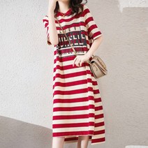 쉬블림로브 라운드 스트라이프 프린팅 원피스 브런 GW1404