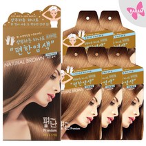 편한염색 펴난 5개입 5분스피드염색 새치염색 샴푸형헤어컬러, 갈색 (증정/메디밴드), 5매입