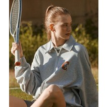 COVERNAT 스포츠클럽 카라 집업 자켓 멜란지 그레이