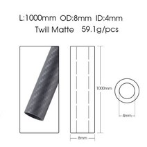 저무리 호환제품 탄소 섬유 튜브 파이프 1 개 길이 1000MM 직경 100CM 4mm 5mm 6mm 7mm 8mm 9mm RC 모델 비행기 드론 액세서리, 24 8x4 Twill Matte