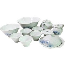 고백자 삼백꽃잎 연화문 5인 다기 종합 세트