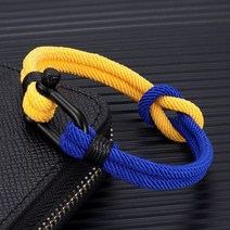 패션 팔찌 MKENDN Lycaine 블루 2 톤 본디지 로프 스퀘어 매듭 팔찌 블랙 스테인레스 스틸 U 자형 걸쇠 버클 연인을위한