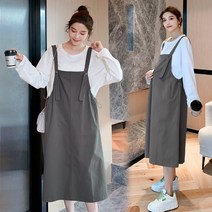 임산복 임산부원피스 여름임부복 출산 복 가을옷 서양식 면 티셔츠 하의 멜빵 투피스 복