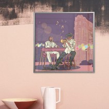 [천삼백케이] [꾸밈] iu291-재즈에취해-소형메탈프레임액자, 올리브