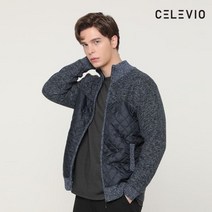 셀레비오 잭필드 볼테라 누빔 니트집업 블루