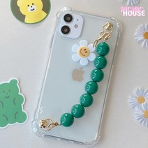 핸드폰줄 폰케이스 SL082 그린구슬 스트랩(꽃키링)