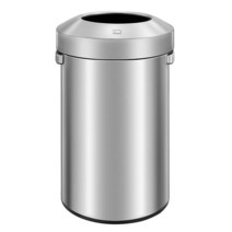 EKO Urban Slim 60리터 15.8갤런 오픈 탑 상업용 쓰레기통 지문 방지 및 브러시드 스테인리스 스틸 마감 642246, 90 Liter, Round
