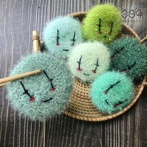 364days 핸드메이드 수세미 귀여운 삐에로 호빵수세미 캐릭터 아크릴 수세미 손뜨개 집들이선물 답례품, 04.연두(개별포장) 1개, 고리x